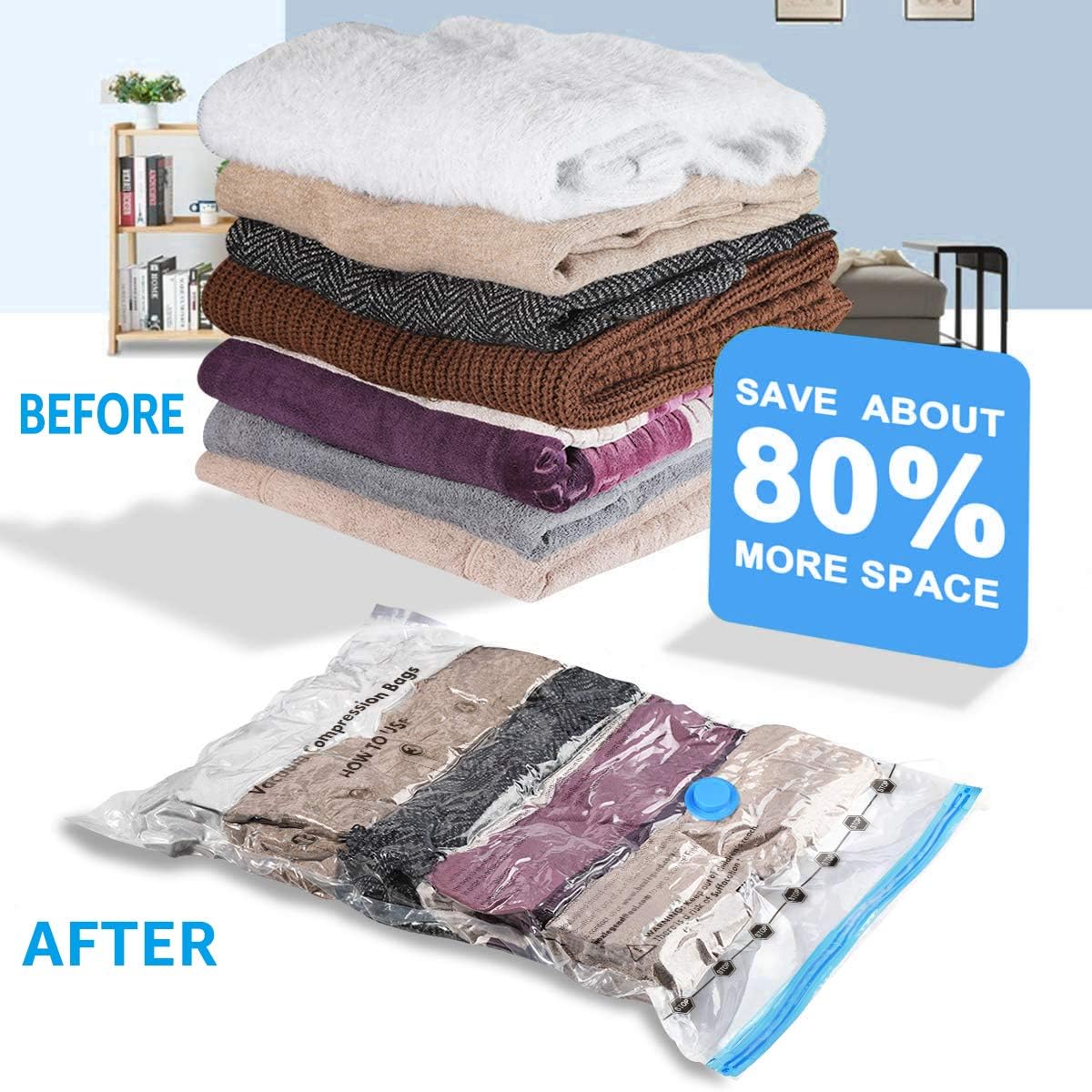 Vacuum Storage Bags 8 pack(4Jumbo, 4Large), Premium Space Saver bags for Clothes Duvets Blankets Pillows Comforters, travel storage.: Home & Kitchen