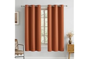 DUALIFE Rust Burnt Orange Blackout Bedroom Curtains 63 Inch Length Grommet Drapes Room Darkening Thermal Insulated (42 x 63 in, 2 Panels)