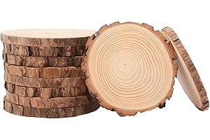 OPULANE Natural Wood Coasters 12Pcs 5.1-5.5 Inch Wood Slices for Coffee Table Decor Unfinished Wood Rounds Circles, Wooden Coasters for Crafts DIY Ornaments Rustic Wedding Centerpieces Decorations