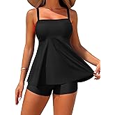 ZAFUL Womens Tankini Swimsuits Two Piece Bathing Suits Flowy Ruffle Swimwear with Shorts