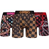 PSD Underwear Mens Boxer Briefs - Luxury Print, Standard Length Packs and Singles, Soft & Breathable Boxer Briefs for Men