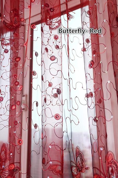 Amazon Com Tiyana 2 Panels Red Window Dressing Sheer Bedroom 72