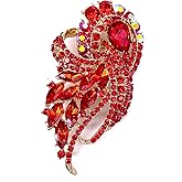 LAXPICOL Vintage Clear Austrian Crystal Elegant Flower Bouquet Wing Brooch for Women