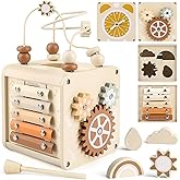 Vanplay Montessori Toys for 1+ Year Old Girls Boy Gifts, Wooden Sensory Activity Cube for Babies 12-18 Months, Learning Educational Toys 1 2 3 Year Old First Birthday Gifts for Toddler 1-3