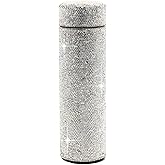 Bestbling Bling Rhinestone Stainless Steel Water Bottle - 17oz Vacuum Insulated Diamond Tumbler, Gift for Women, Girls and Kids - Sparkling Silver Glitter Cup (Silver)