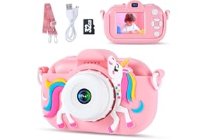 LITLISFLY Kids Camera Toys for 3-8 Year Old Girls and Boys, Children Digital Camera with Cute Soft Silicone Case, 1080P Video Camcorder Present with 32GB SD Card – Birthday for Kids