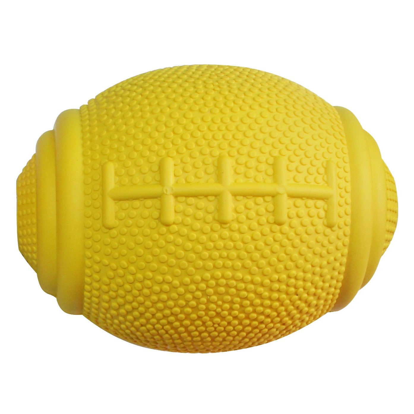 PlayfulSpirit Tricky Treat Rugby Ball: Dog Treat Dispenser - Awesome Anxiety Reliever and Boredom Breaker, Fun Fetch and Basic Puppy Training Toy (Large, Yellow)
