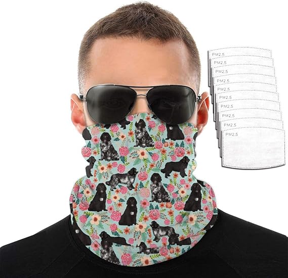 Newfoundland Dogs Cut Puppy Balaclavas Scarf Bandanas with Safety