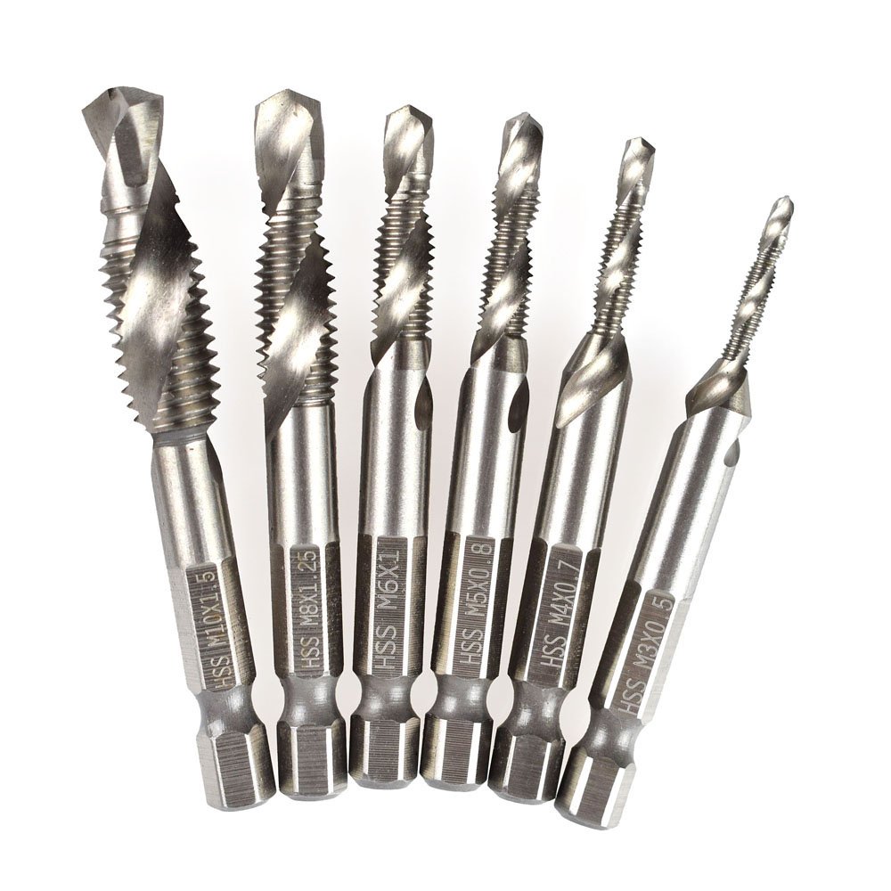 Migiwata HSS Metric Hex Spiral Flute 2in1 Combination Drill and Tap