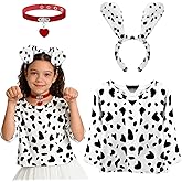 Cosweet 101 Days of School Dalmatian Costume - Cute Puppy Shirt with Ears Headband & Collar for Kids 3-10 Years Cosplay