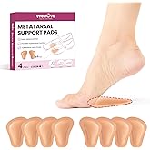Welnove Metatarsal Pads for Women Men - 4 Pairs Leather Ball-of-Foot Cushions for Forefoot Support - Soft Ball of Foot Pads for Pain Relief, Metatarsalgia, Morton’s Neuroma, Fit for High Heels,Shoes