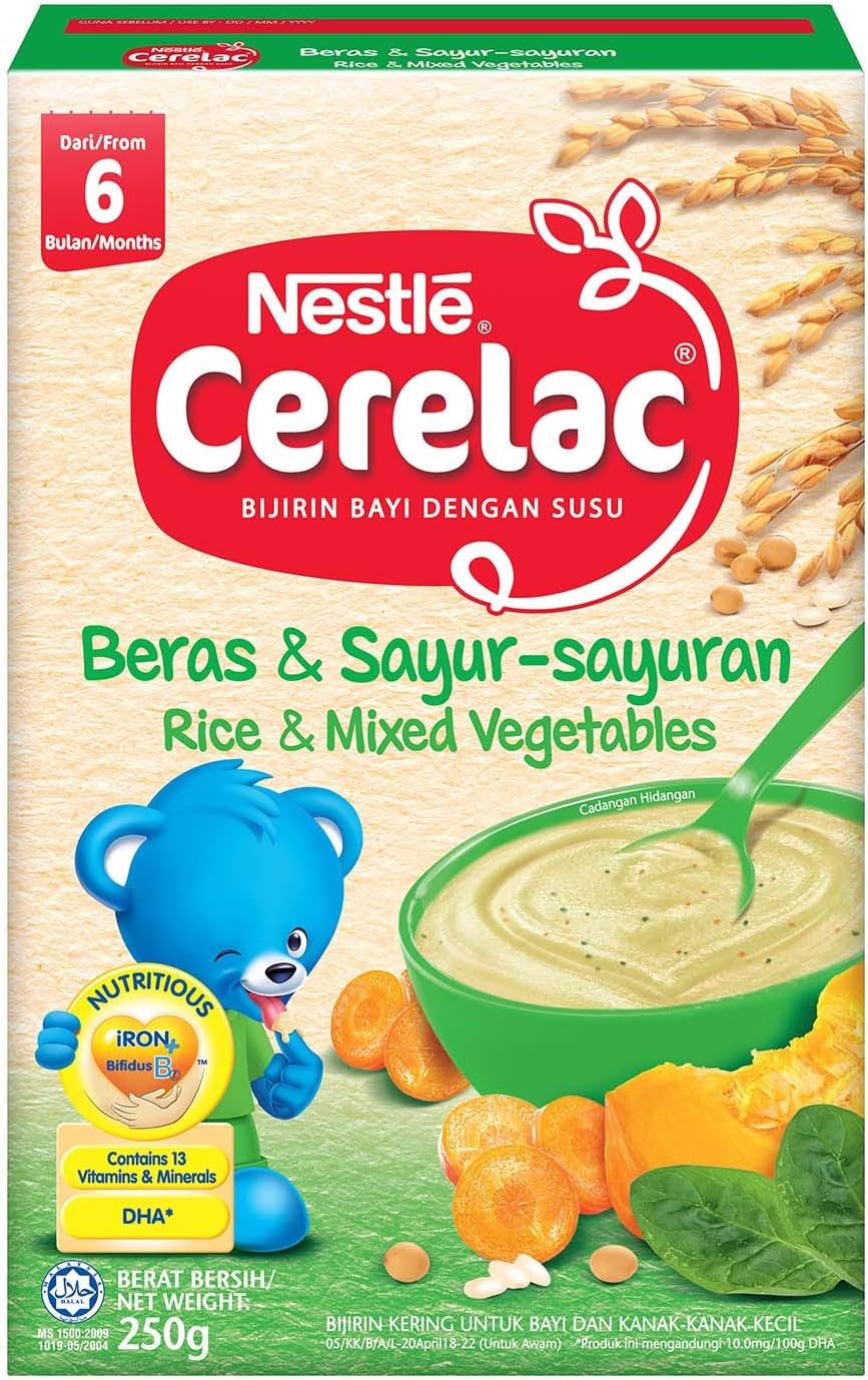 Nestlé Cerelac Baby Food, Rice and Mixed Vegetables, 250g Amazon.sg Baby