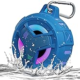 EBODA Shower Bluetooth Waterproof Speaker, IPX7 Floating Portable Wireless Small Speakers with Light, 24H Playtime for Beach, Pool, Kayak Accessories, Gifts for Men and women -Coral Blue
