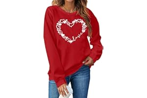LHBNK Valentines Day Sweatshirt Women Love Heart Shirts Valentine Pullover Long Sleeve Tops