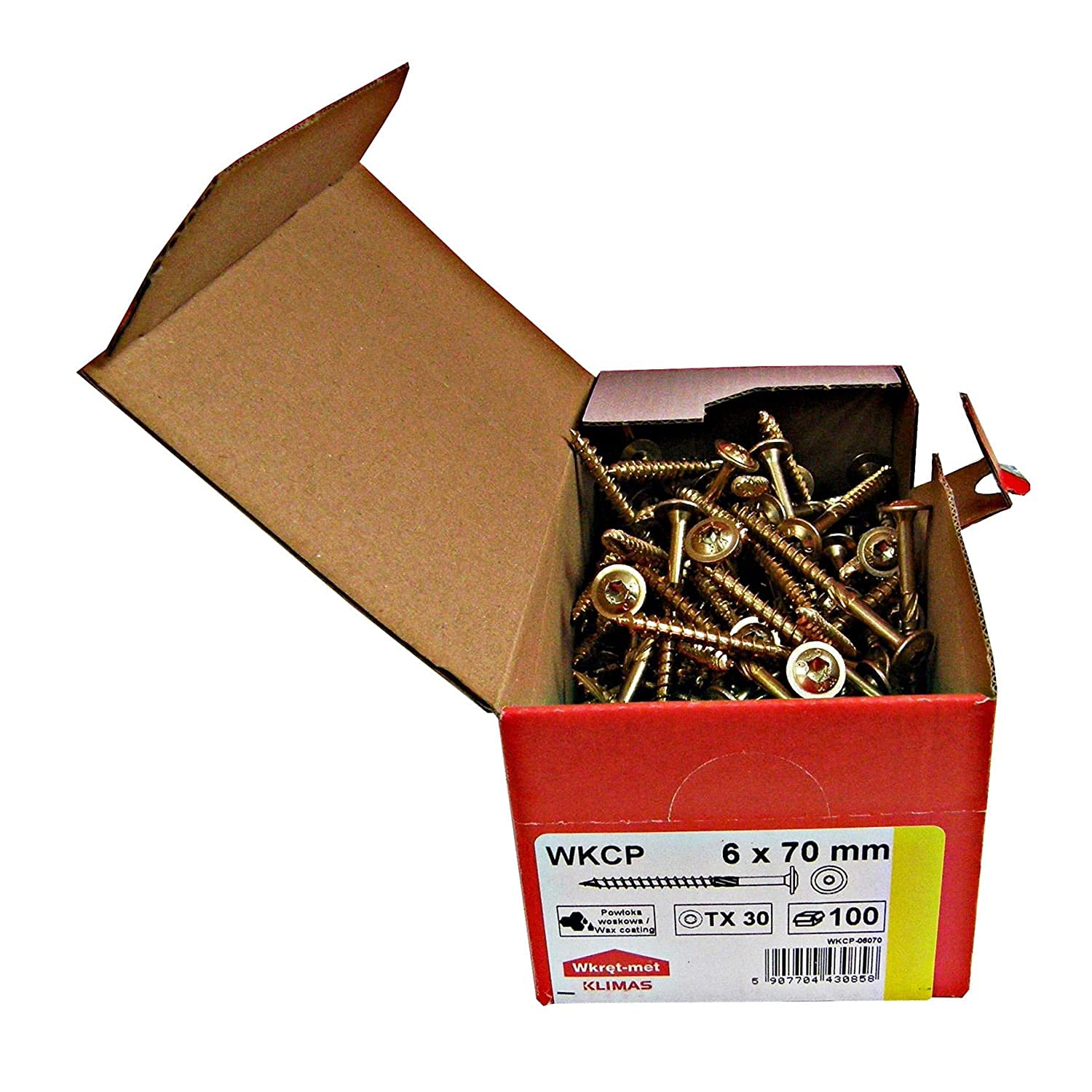 Klimas Wood Screw - Flat Head Torx - 100 Pieces, 6x70 mm TX30