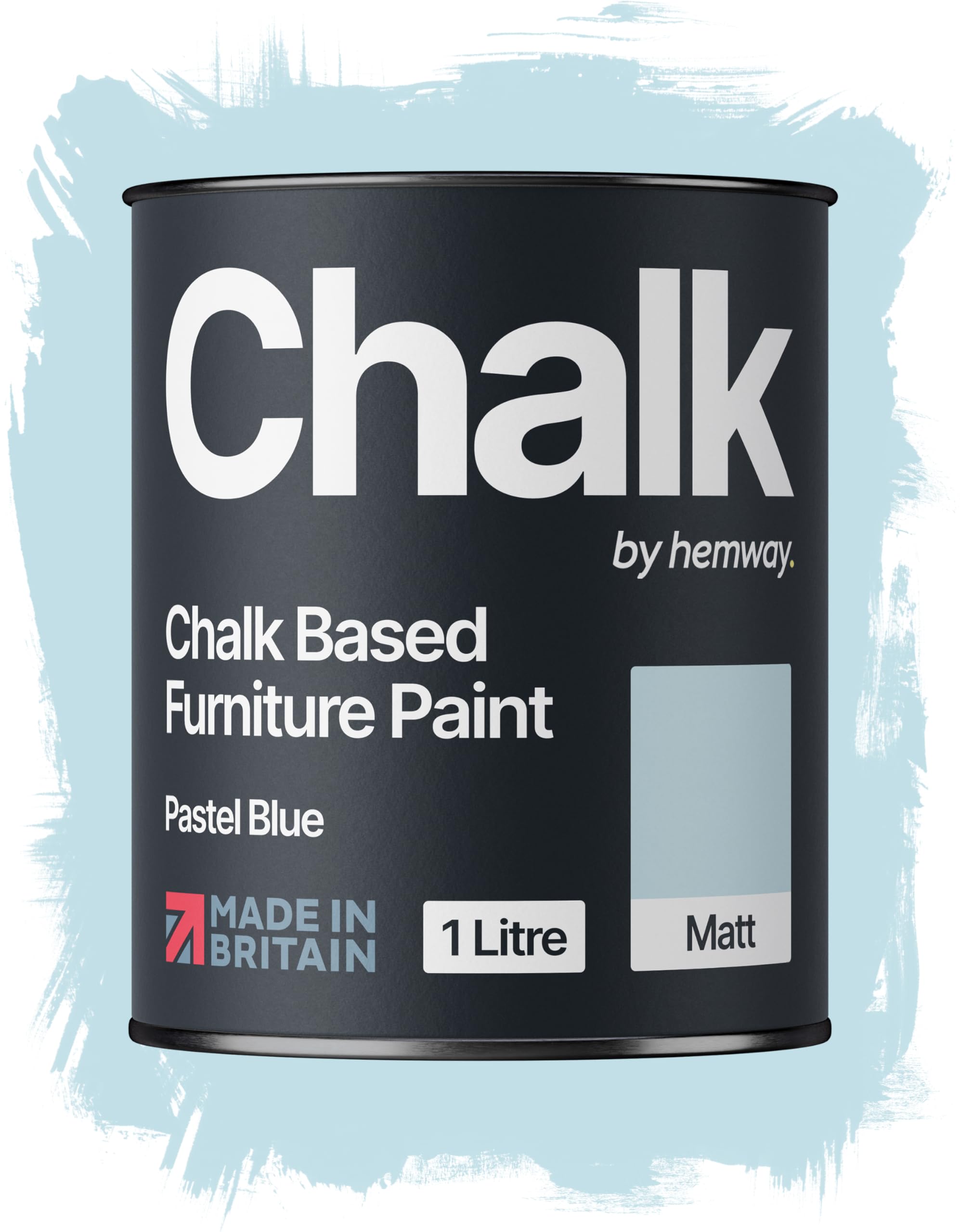 Hemway Chalk Based Furniture Paint, Pastel Blue 1L, Matt Finish Shabby Chic, Chalk Paint Furniture & Walls, Quick Dry & 1 Coat