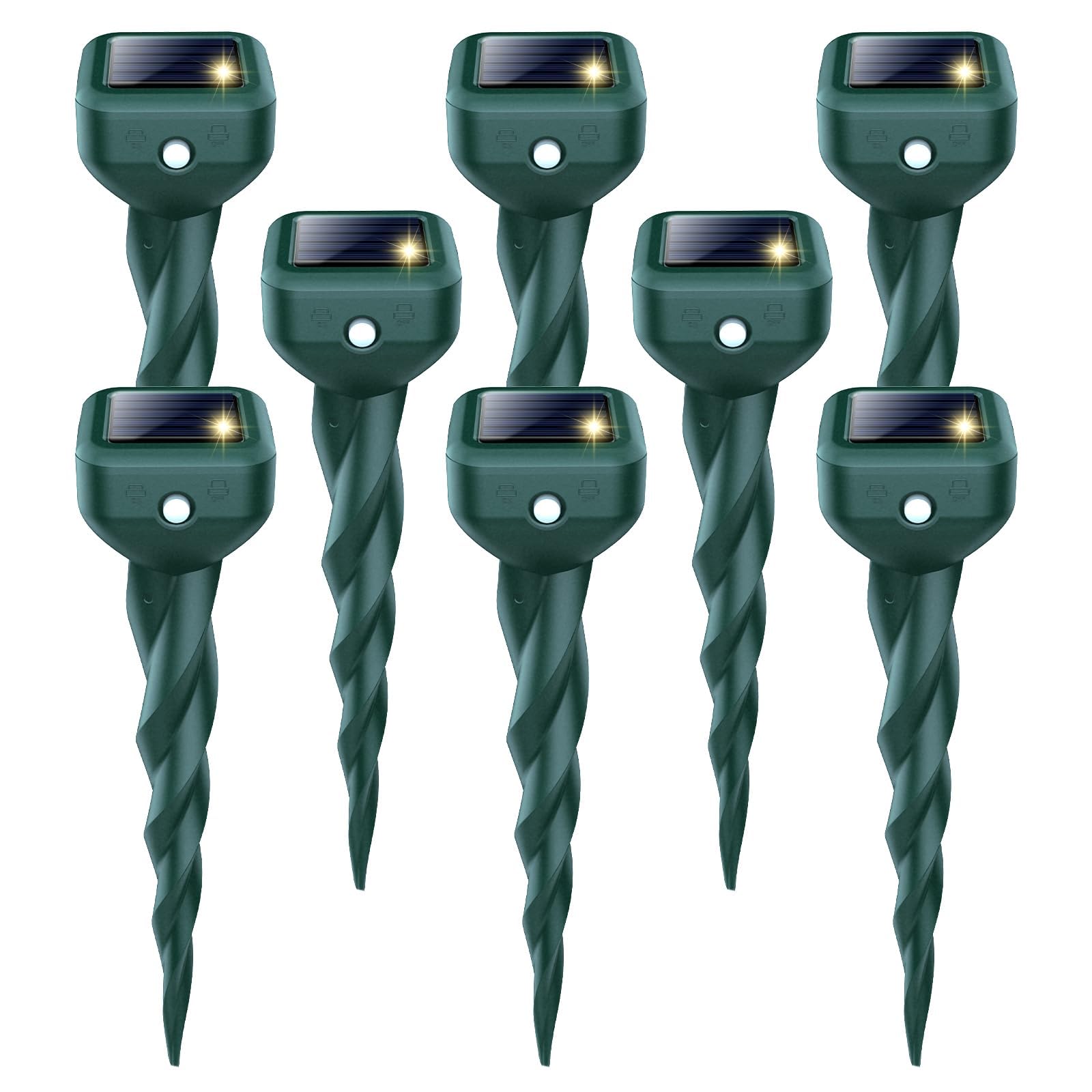 Photo 1 of Mole Repellent Solar Powered, 8 Pack Snake & Skunk Repellent for Yard, IP 65 Waterproof Ultrasonic Deterrent Stakes, Get Rid for Rabbit, Gopher, Vole, Chipmunk, Deer, Groundhog for Lawns Garden