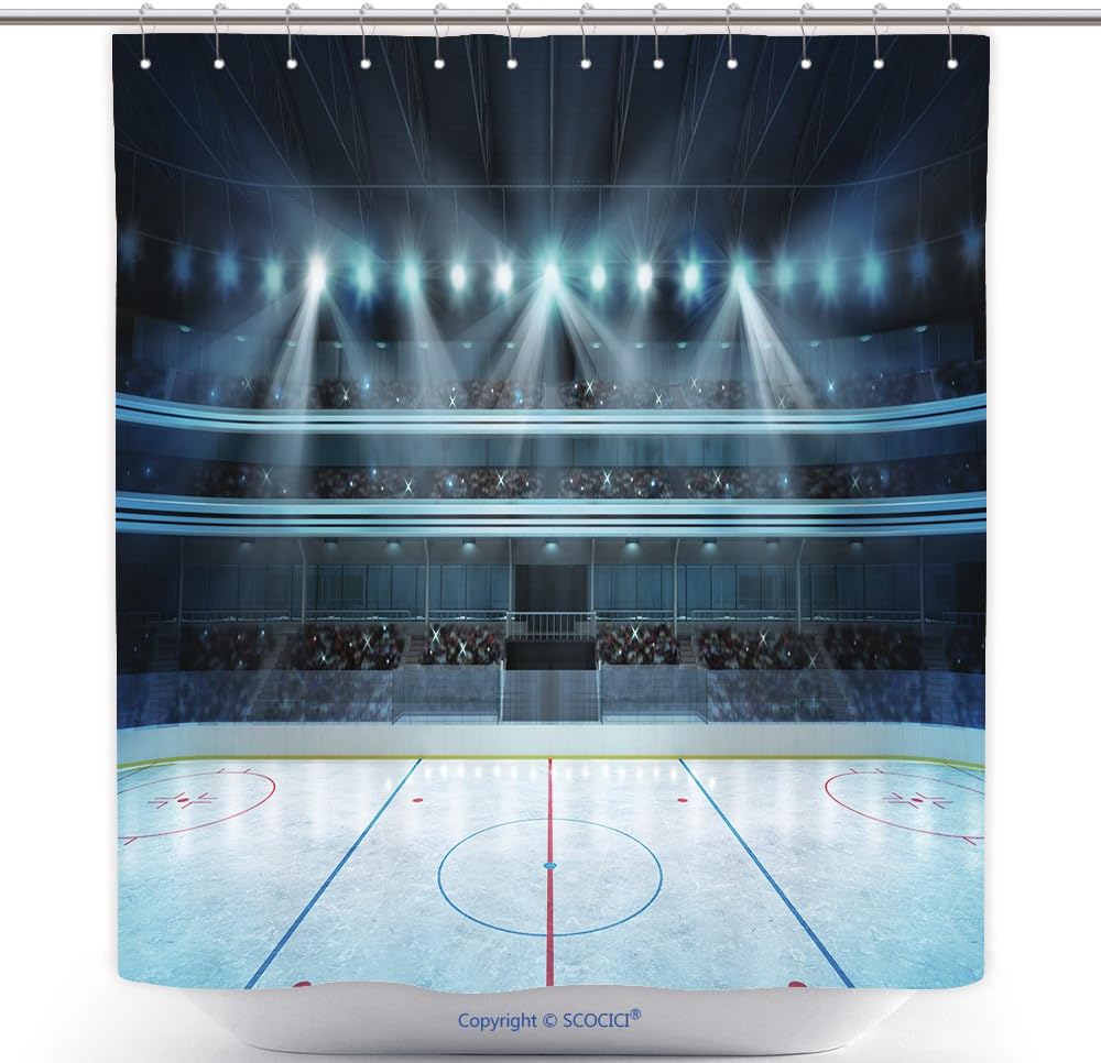 Vanfan Durable Shower Curtains Hockey Stadium Fans Crowd An Empty