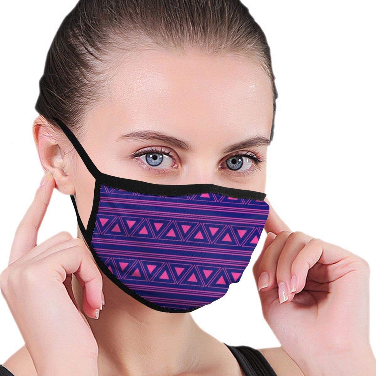 Unisex Mask Triangle Blue Pink Neon Background Mouth Mask, Cotton Soft Half Face Mask, Biker Mask, Dust Protection Mask