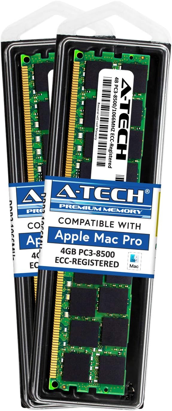 A-Tech for Apple 8GB Kit (2X 4GB) DDR3 1067MHz / 1066MHz PC3 8500 Mac Pro (Early 2009 Mid 2010 Mid 2012) MacPro4,1 Memory RAM