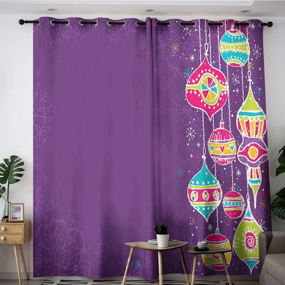 Sdustin Cortina de Navidad infantil colorida con diseño de bolas