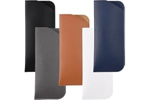 5 Pcs Soft Leather Glasses Cases Eyeglasses Case Portable PU Leather Sunglasses Case Anti-Scratch Pouch 5 Colors (Dark Color)