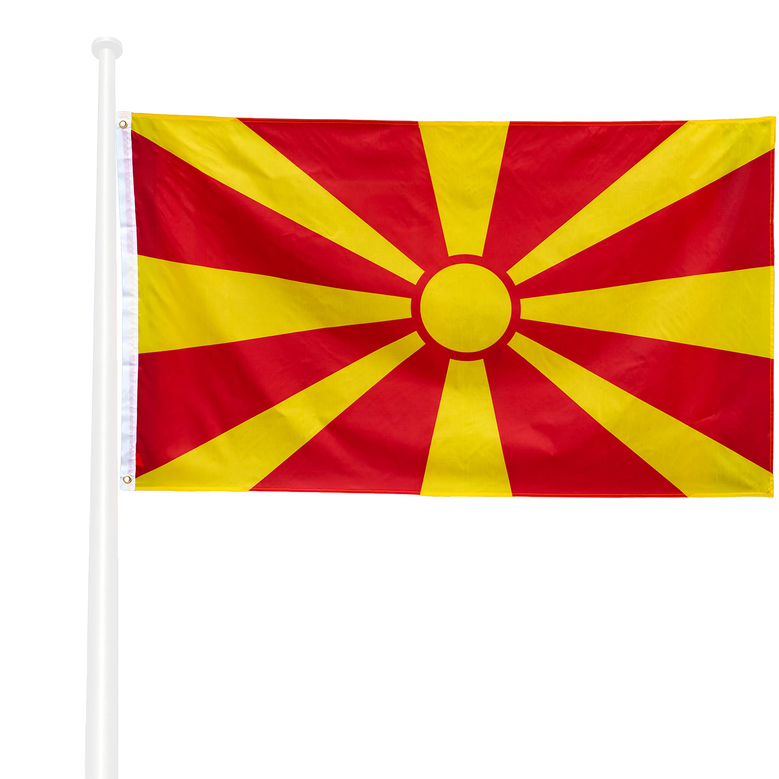 KliKil Macedonia Flag 90 x 150 cm – Outdoor Fabric 150 x 90 cm Weatherproof with 2 Metal Grommets Macedonia Flag Garden Decorations