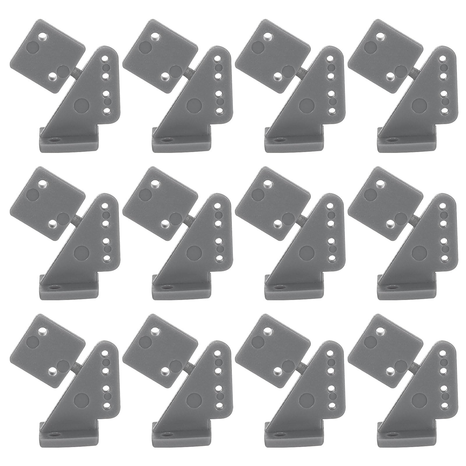 sourcing map 12Pcs Plastic Control Horns, 4 Hole Adjustment Needle Control Horn Rudder Angle for RC Airplane KT DIY Model Plane Parts Accessories, Gray
