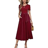 Kormei Women's Short Sleeve Maxi Dresses Casual Beach Party Long Flowy Dresses with Pockets