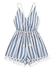 SweatyRocks Women's Sleeveless Striped Wrap V Neck