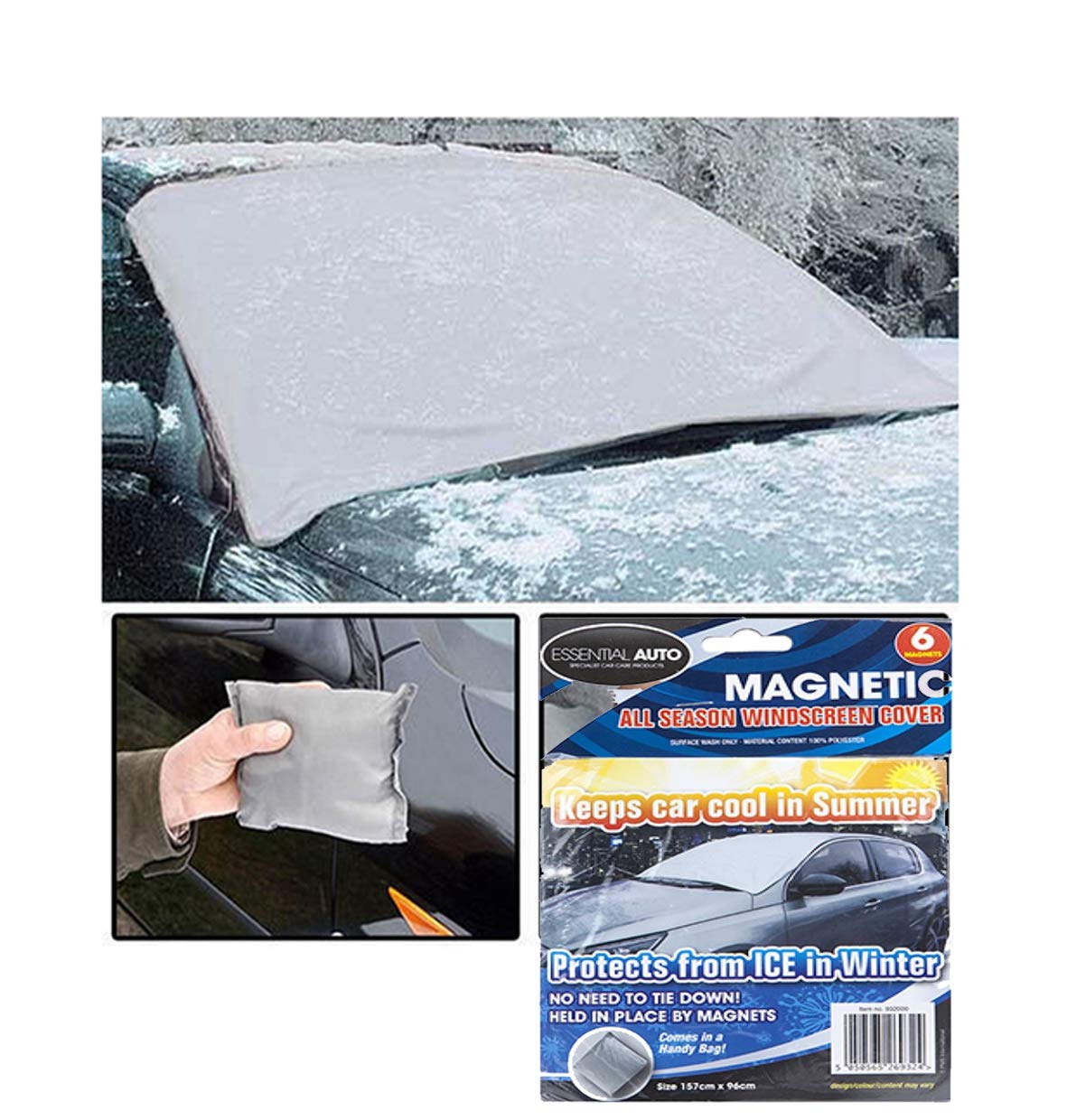 ROADUSERDIRECT PACKAGES 932000 All Seasons Windscreen Cover Magnetic | White | 62 x 38 | Pack of 1 Accessory