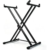Heavy Duty Keyboard Stand, Infinitely Adjustable Double X Piano Stand | Fits Yamaha, Casio &amp; 44-88 Key Pianos &ndash; Heavy Duty Double X Frame,Smooth Gear Locking, Anti-Wobble Design, Adjustable Baffles