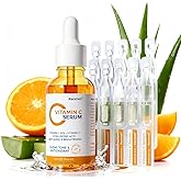 Vitamin C Serum for Face, 20% Natural Vitamin C Facial Serum with Sodium Hyaluronate,Vitamin E,Anti Aging & Wrinkle Skin Face Serum for Dark Spots,All Type Skin Care 1 fl.oz+ 0.05 fl.oz x 10e