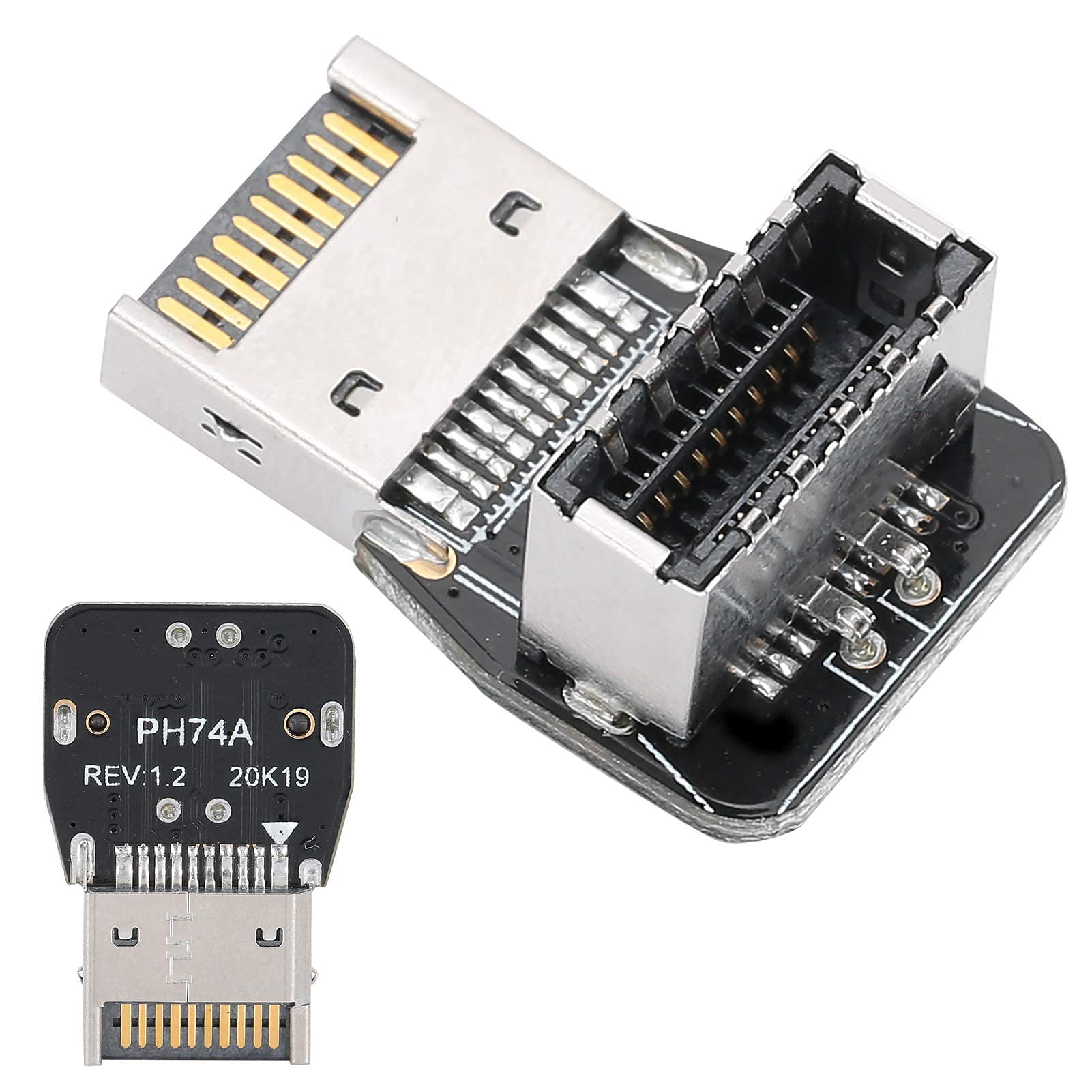 USB Header Type-E Suitable for Computer Motherboard, USB3.1 10G Type-E 90 Degrees Steering Elbow Adapter Ph74A