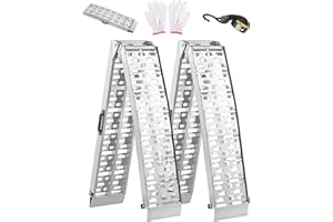 GORKETT Truck Ramps 89.8"*12" 1500LBS Loading Ramps for Pickup Trucks Lawn Mower 2PCS ATV Ramps for Pickup Trucks with Strap Silver Aluminum Folding Trailer Shed Snowmobile Car Ramp with Handle Buckle
