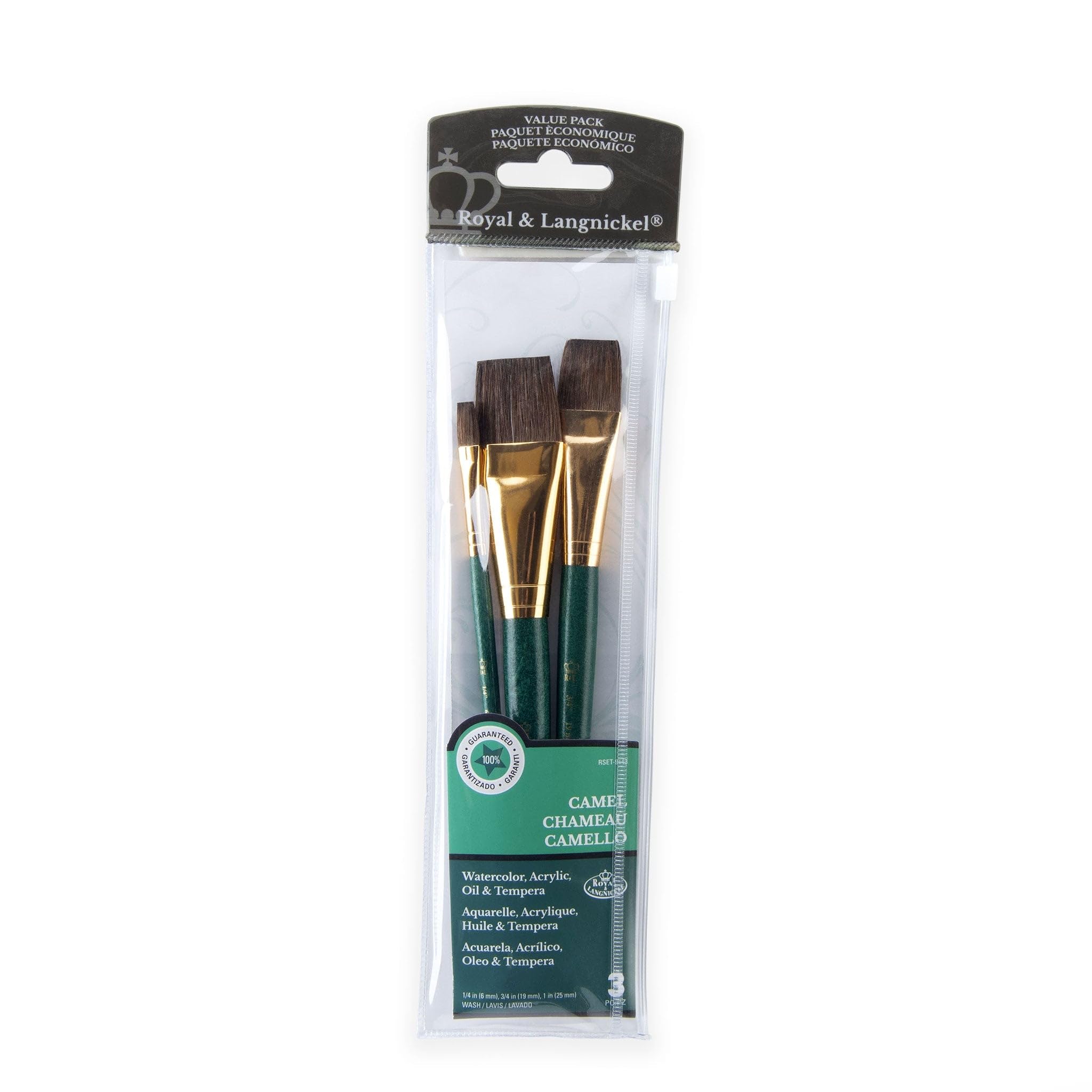 Royal and Langnickel Camel Hair Glaze Wash Brush Set (Pack of 3)