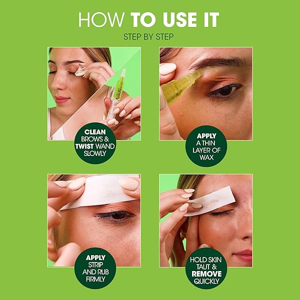 NAD’S EYEBROW SHAPER WAX KIT EYEBROW FACIAL HAIR REMOVAL DELICATE AREAS COTTON STRIPS, CLEANSING WIPES, 0.2 OUNCE (PACK OF 1)