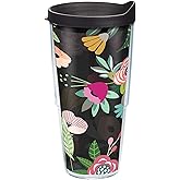 Tervis Brilliant Bliss Collection Made in USA Double Walled Insulated Tumbler Travel Cup Keeps Drinks Cold & Hot, 24oz Classic, Brilliant Buds