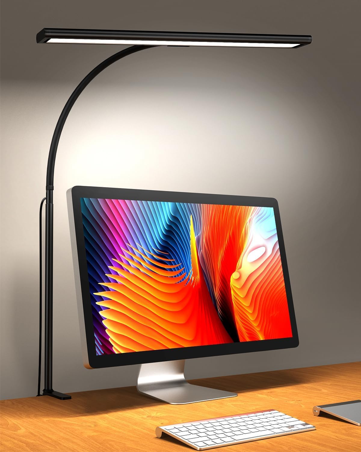 iFalarila 160 LED Desk Lamp - Super Bright Dimmable Clamp Lamp for Home Office with 3 Colour Temperatures and 10 Brightness Levels, Office Lamp with 10W USB Adapter