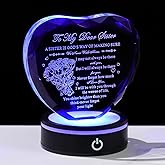 BLUEBOOK Sister Christmas Gifts from Sisters, Heart-shaped Crystal Plaque with Multicolor LED Base, Unique Birthday gift, Glass Laser Engraving, Sisterhood Keepsake Gift
