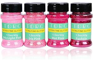 TORC 6 oz Pink Fine Glitter Set, Iridescent Pink Hot Pink Fine Glitter for Resin Crafts Tumblers Slime Cosmetic Nail Art Makeup Festival Decor