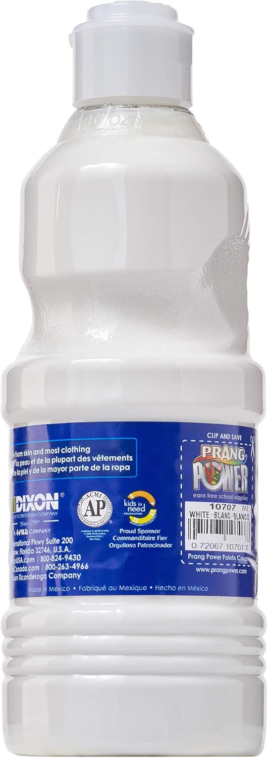 PRANG Ready-to-Use Washable Tempera Paint, 16-Ounce Bottle, White (10707): Office Products
