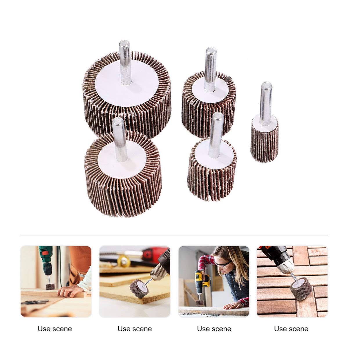 Cabilock 10pcs Louver Grinding with Handle Assorted Sandpaper Wheels for Polishing Rotary Tools for Furniture Repair Safe Wear-resistant - Image 4