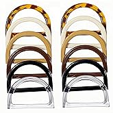 APZDFGIFCD 12 Pack D Shape Purse Handles, 6 Colored Handbag Handles Replacement for Handmade Crochet Bag Summer Beach Straw Bag DIY Supplies