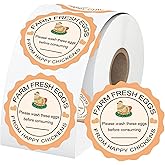 Farm Fresh Eggs Carton Labels 500pcs Unwashed Cartons Stickers Date Packaging 2''Fresh Egg Sticker for Kitchen Mason Jar, Farmer, Organizing, Quail Packaging