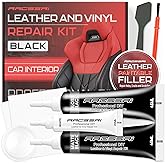 Gloss & Matte Black Leather & Vinyl Repair Kit, Car Seats,Boat, Sofa & Purse, leather Repair Kit for Tears & Burn Holes,Faux, Genuine Leather, with Color Matching Guide & Super Easy Instructions