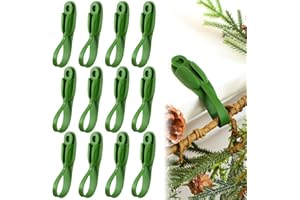 Relaxweex 12 Pcs Christmas Garland Hanger for Mantle Garland Hooks Christmas Wreath Ties Stocking Holder Reusable Silicone Adhesive Straps for Wreath Fireplace Mantle Stairways (Lime Green)
