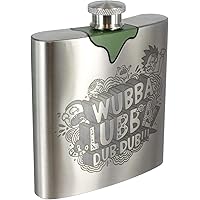 Paladone Rick's Wubba Lubba Dub Hipflask, Stainless Steel Metal 6oz Hip Flask with Screw Top Lid, Rick and Morty Collectible