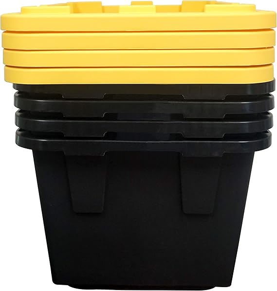 Greenmade 4 Pack HeavyDuty Plastic Storage Boxes with Lids, 27 Gallon