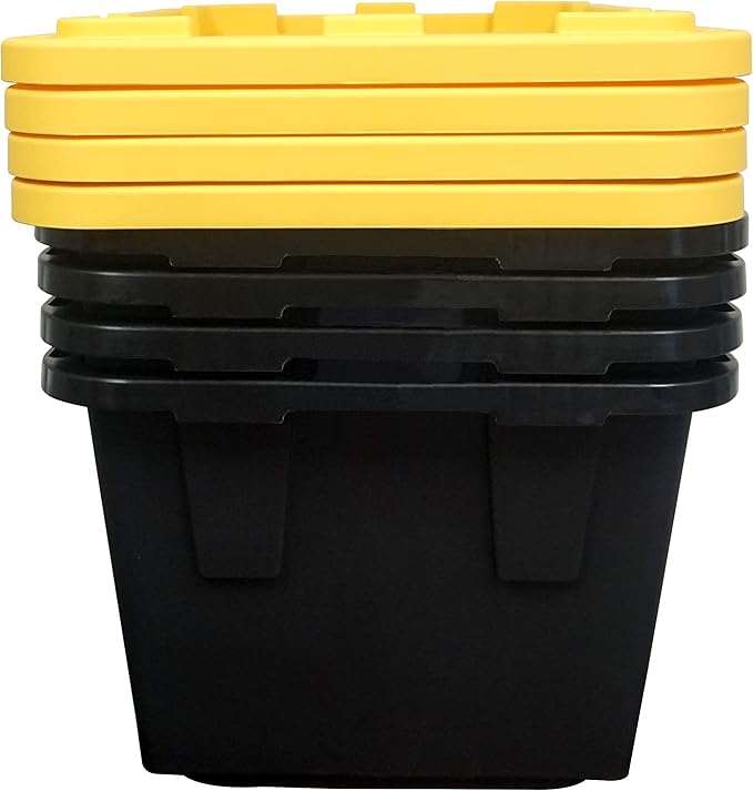 Greenmade 4 Pack HeavyDuty Plastic Storage Boxes with Lids, 27 Gallon